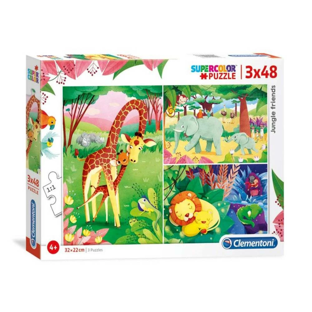 Clementoni Puzzelset Jungle Vrienden - 3 X 48 Stukjes 1 Clementoni Puzzelset Jungle Vrienden - 3 X 48 Stukjes