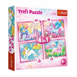 Trefl Wereld Van Eenhoorns 4-in-1 Puzzelset - 35 + 48 + 54 + 70 Stukjes