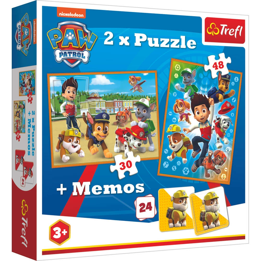 Trefl PAW Patrol 3-in-1 Set Puzzels + Memo - 30 + 48 Stukjes 1 Trefl PAW Patrol 3-in-1 Set Puzzels + Memo - 30 + 48 Stukjes
