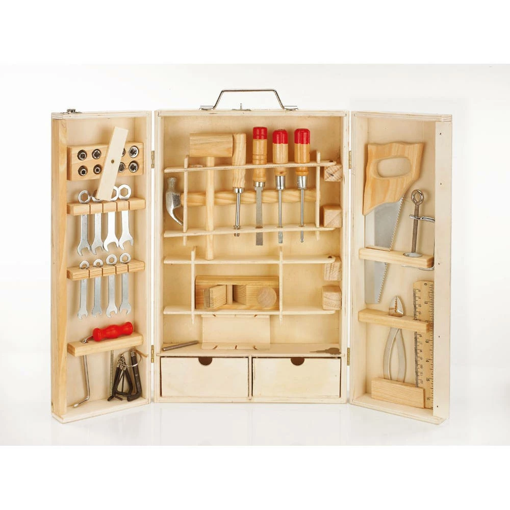 No Brand Houten Gereedschappenkist 38-delig 1 No Brand Houten Gereedschappenkist 38-delig