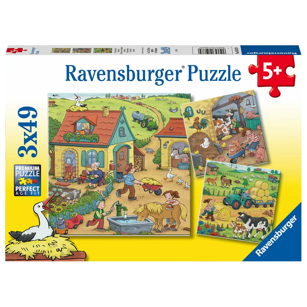 Ravensburger Puzzelset Boerderij - 3 X 49 Stukjes 1 Ravensburger Puzzelset Boerderij - 3 X 49 Stukjes