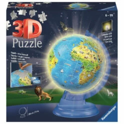 Ravensburger 3D Puzzel XXL Kinderglobe (Engels) Night Edition - 180 Stukjes