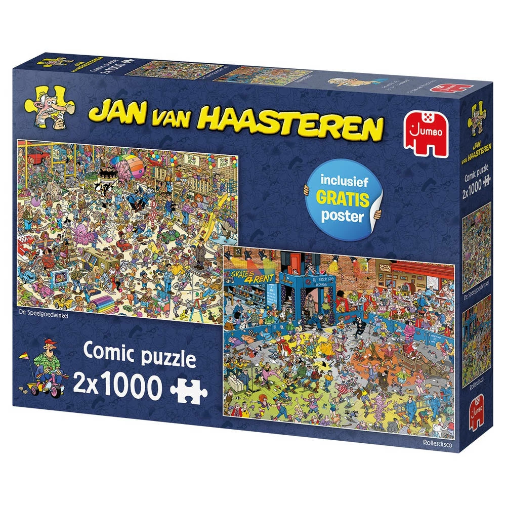 Jumbo Jan Van Haasteren Puzzelset De Speelgoedwinkel & Rollerdisco - 2 X 1000 Stukjes 2 Jumbo Jan Van Haasteren Puzzelset De Speelgoedwinkel & Rollerdisco - 2 X 1000 Stukjes - Afbeelding 2
