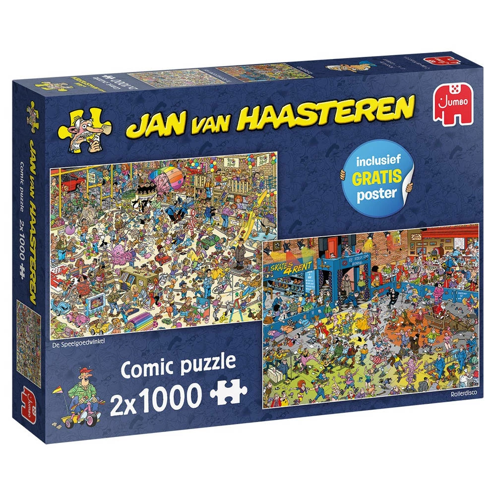 Jumbo Jan Van Haasteren Puzzelset De Speelgoedwinkel & Rollerdisco - 2 X 1000 Stukjes 1 Jumbo Jan Van Haasteren Puzzelset De Speelgoedwinkel & Rollerdisco - 2 X 1000 Stukjes