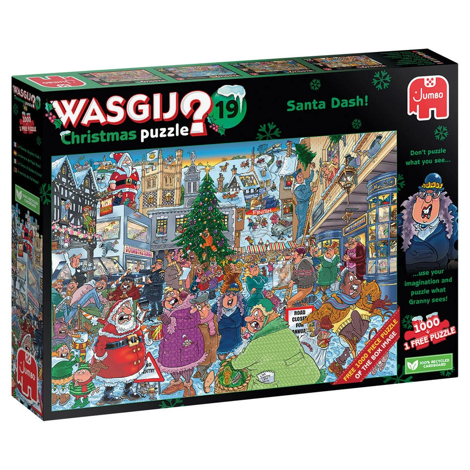 Jumbo Wasgij Christmas Puzzel Set Santa Dash! - 2 X 1000 Stukjes 1 Jumbo Wasgij Christmas Puzzel Set Santa Dash! - 2 X 1000 Stukjes