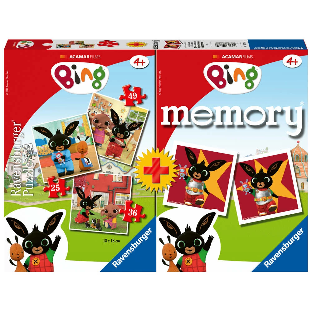 Ravensburger 3-in-1 Bing Puzzel En Bing Memory 1 Ravensburger 3-in-1 Bing Puzzel En Bing Memory